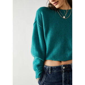 Free People Ribbed Cashmere Blue Cashmere Pullover Sweater Size S